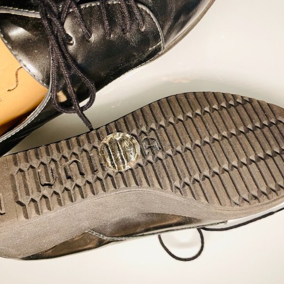 NEW Unisa round toe, lace up, Italian loafers in grey patent leather wedge shoes - Picture 8 of 8